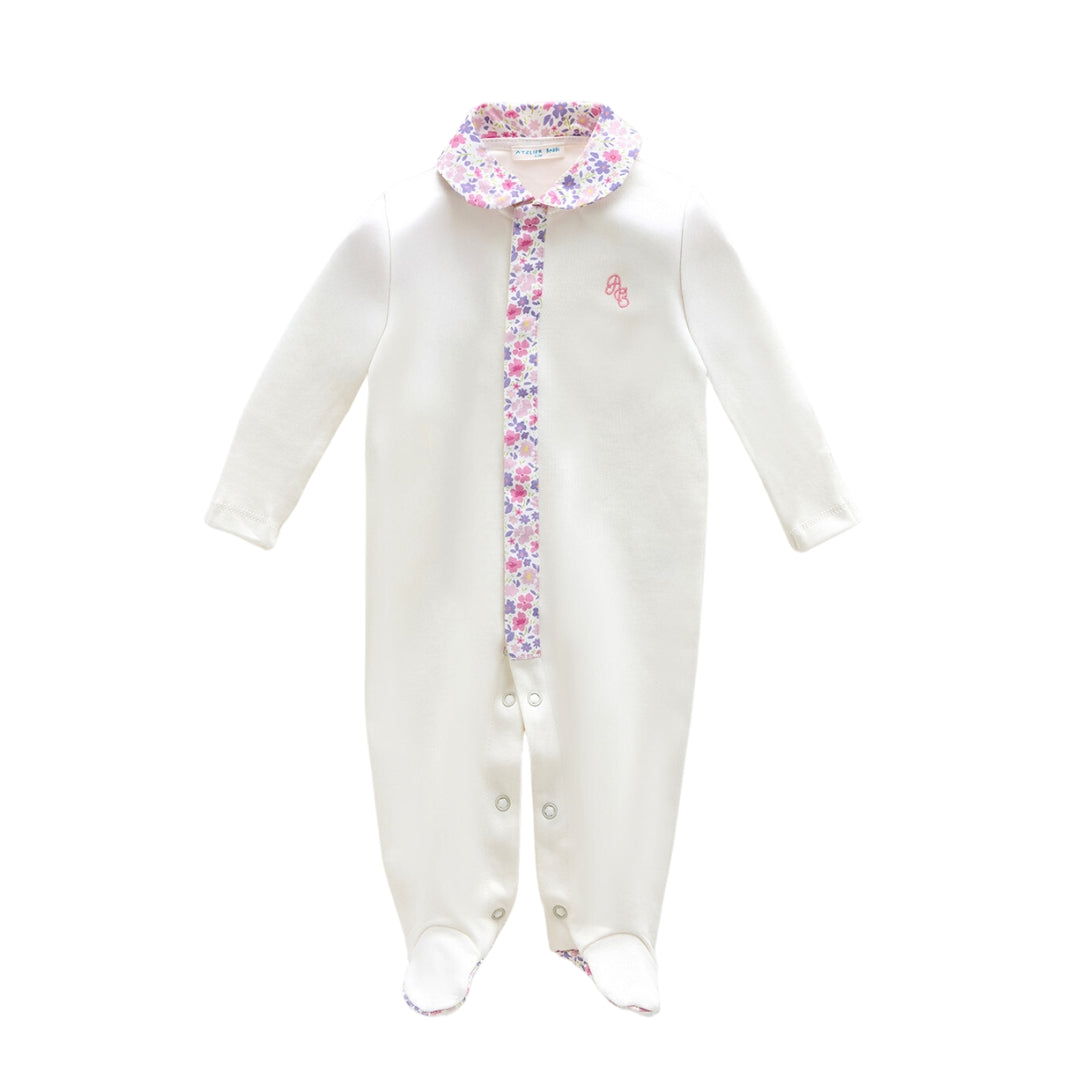 Little Blossom Footed Onesie - Pink