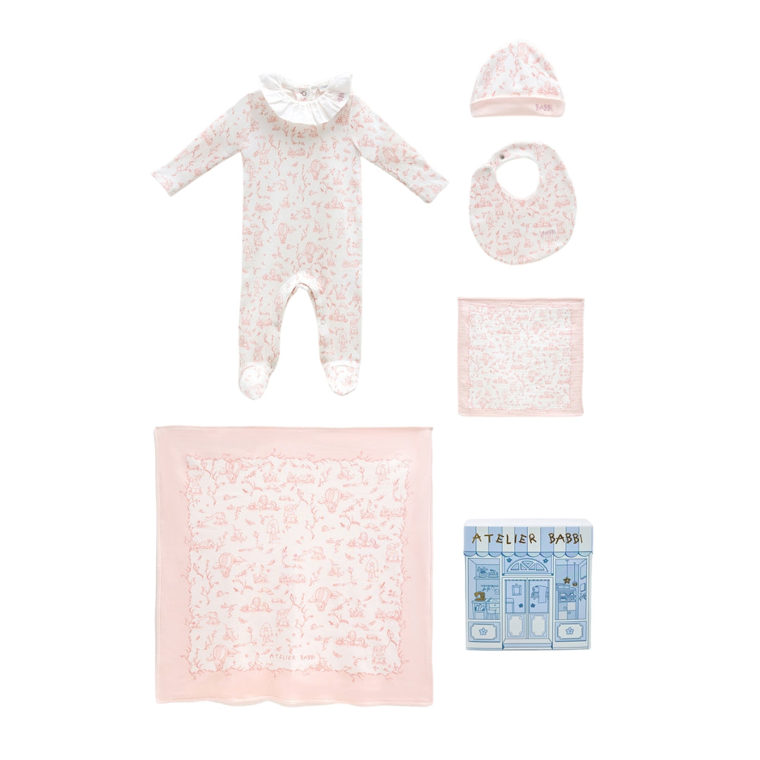 Toile De Jouy Newborn Set - Pink