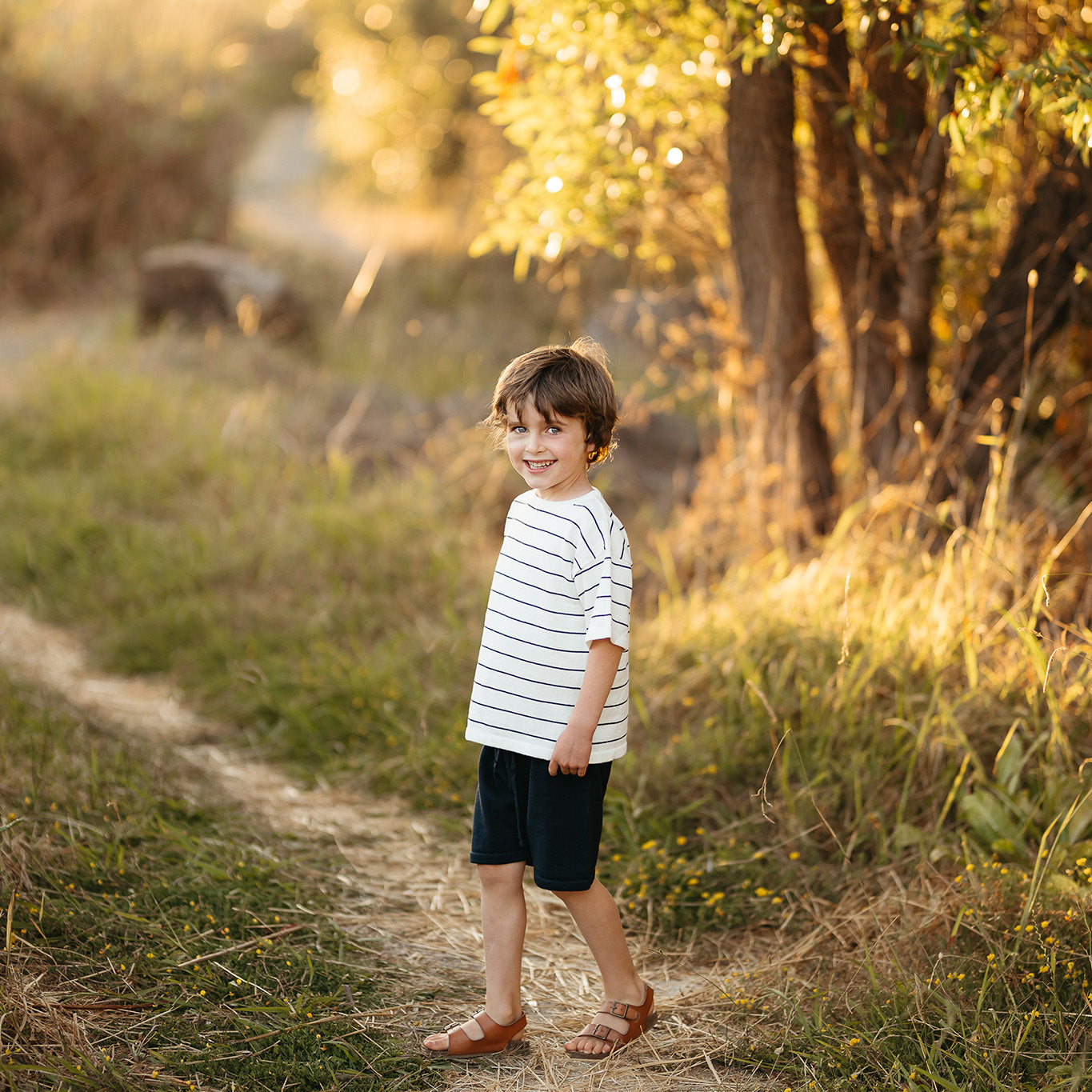 Navy Knit Shorts Set