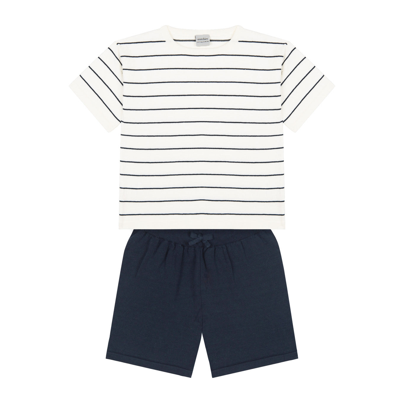 Navy Knit Shorts Set