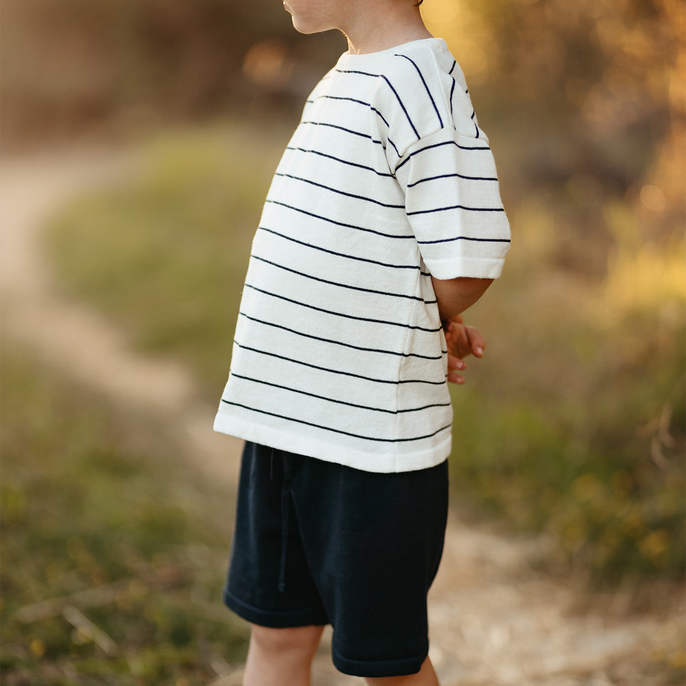 Navy Knit Shorts Set
