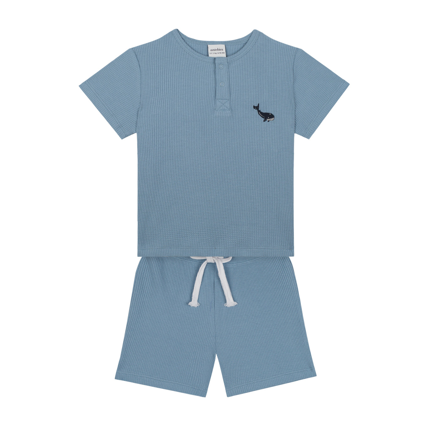 Blue Waffle Shorts Set