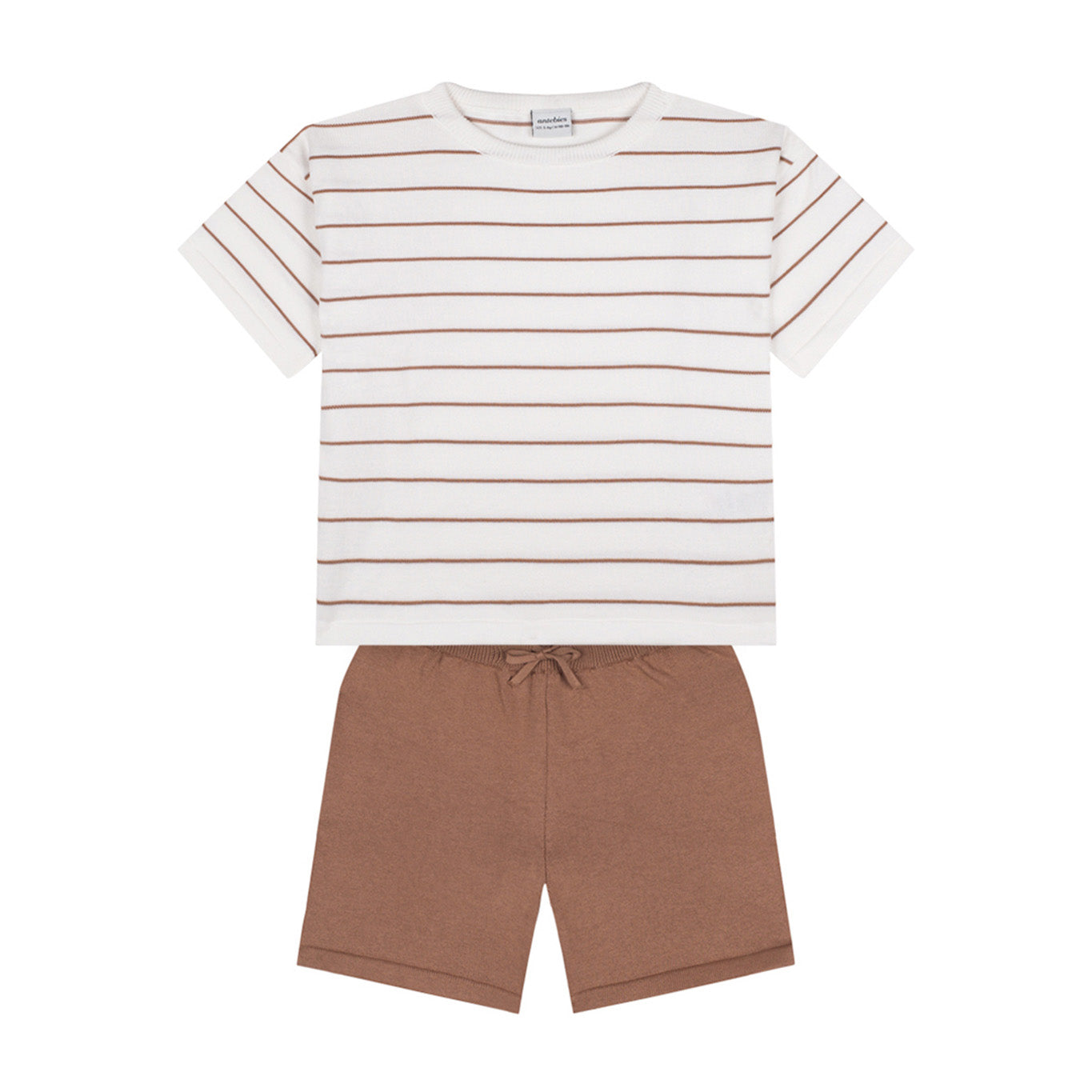 Beige Knit Shorts Set