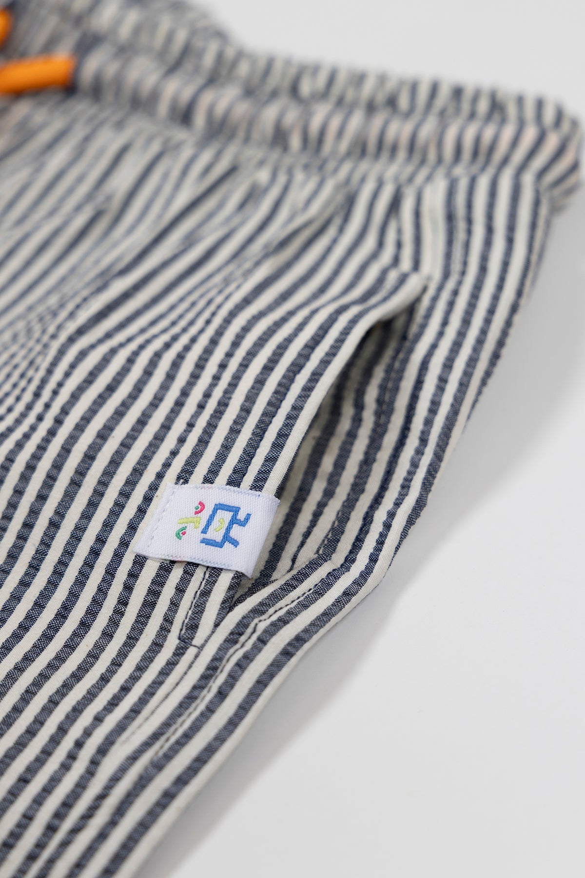 Happy Stripes Woven Shorts - Indigo