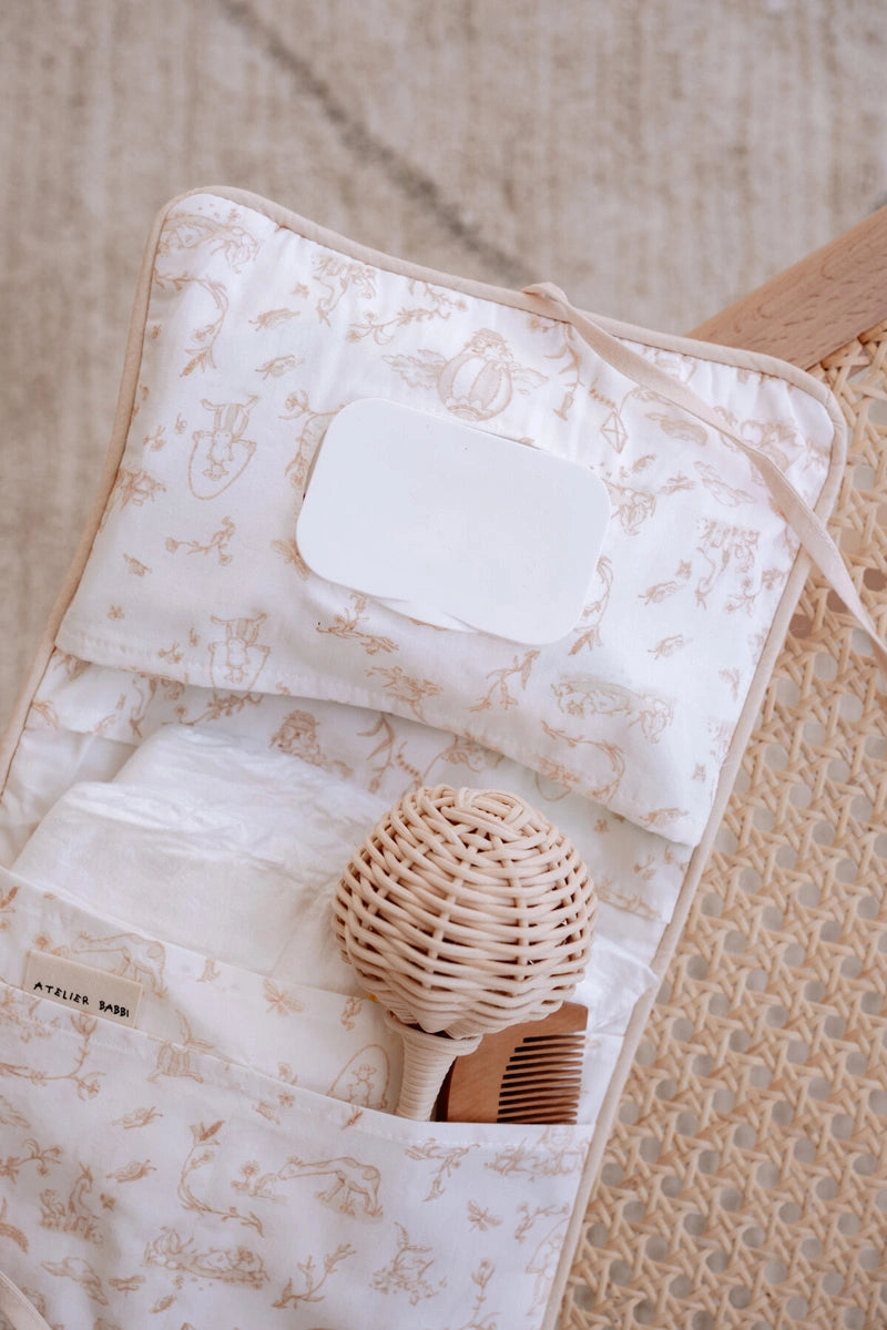Toile De Jouy Changing Pouch - Beige