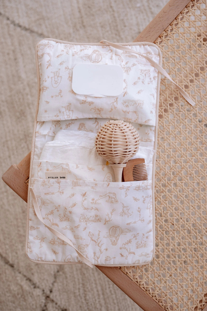 Toile De Jouy Changing Pouch - Beige
