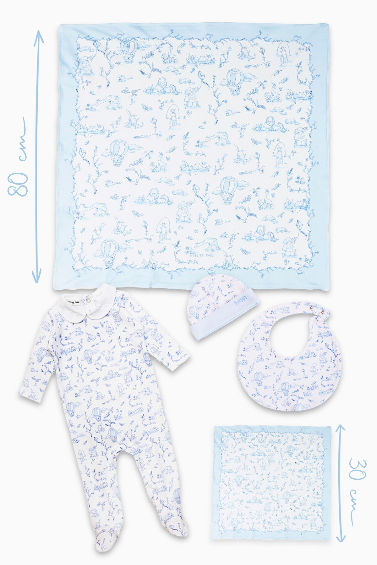 Toile De Jouy Newborn Set - Blue