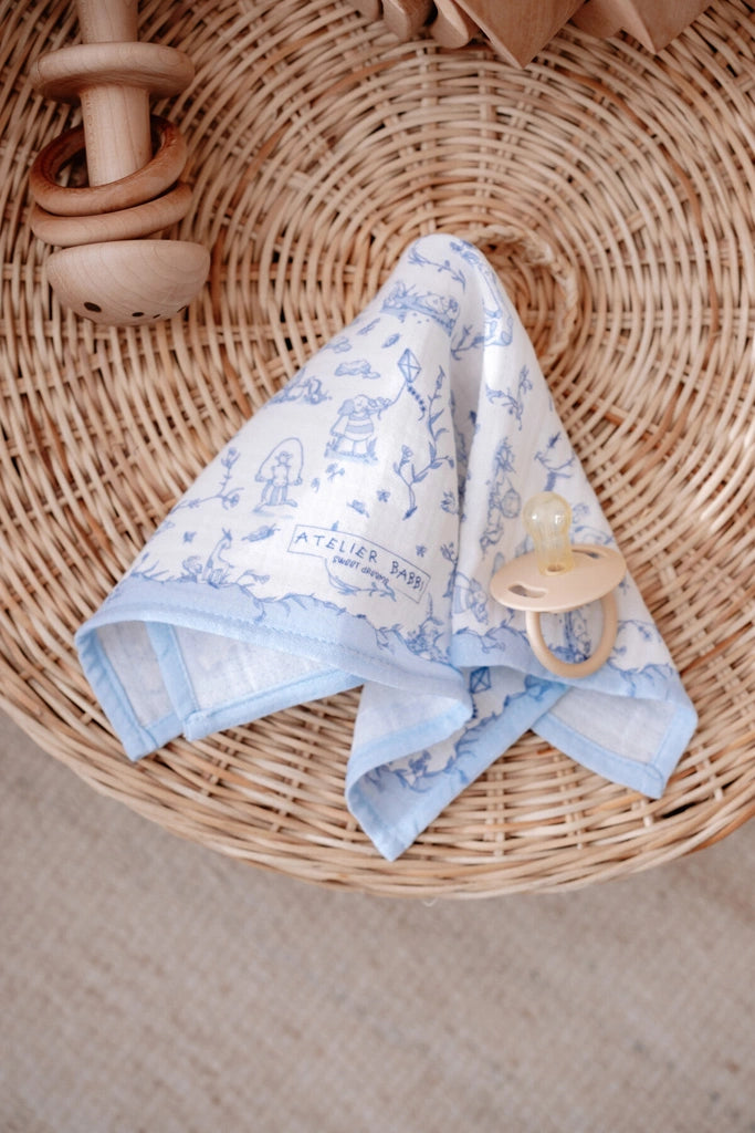 Toile De Jouy Muslin Cloth - Blue