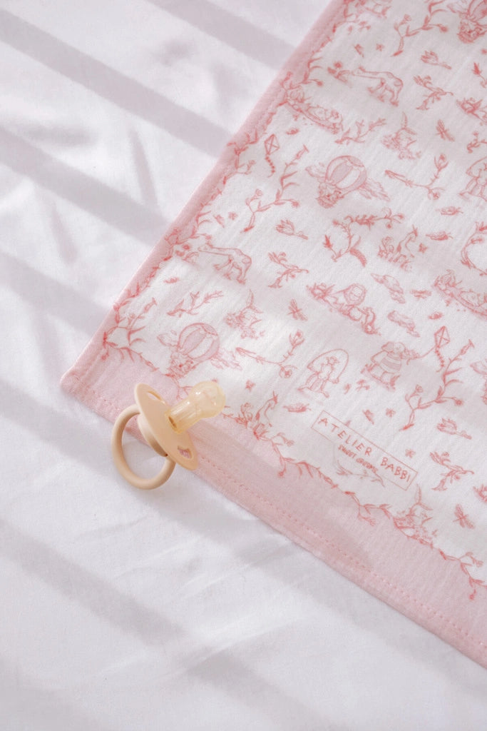 Toile De Jouy Muslin Cloth - Pink
