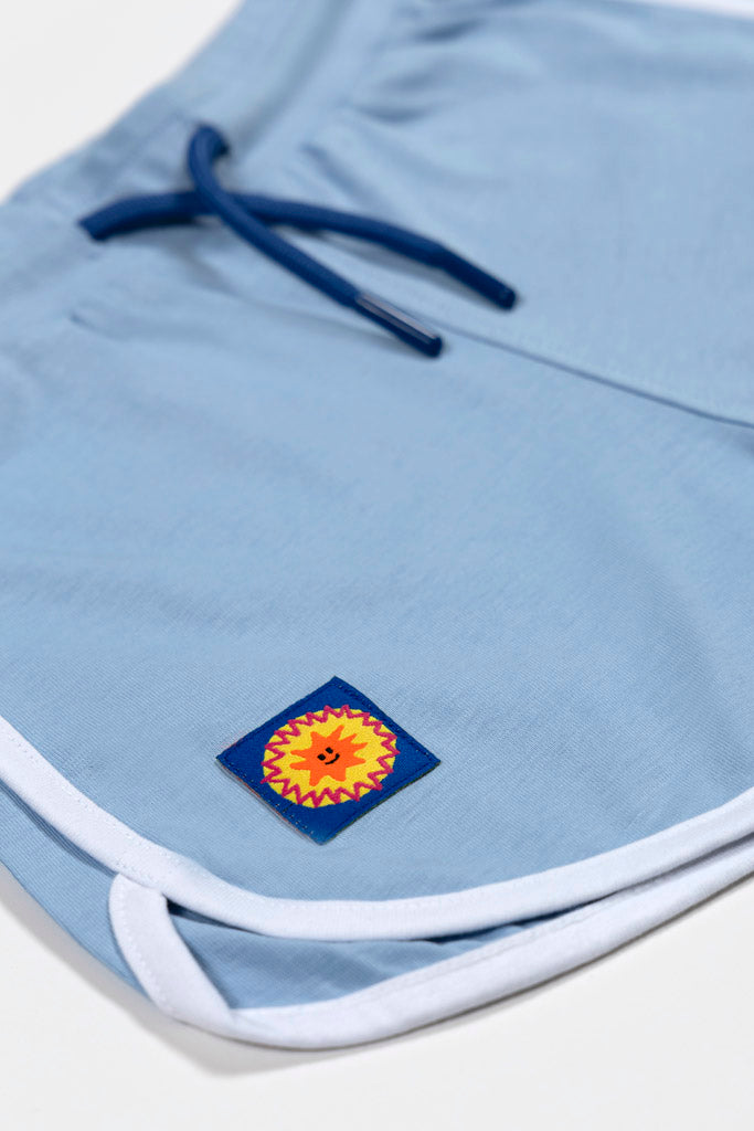 Retro White Striped Blue Shorts