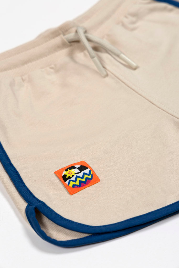 Retro Blue Striped Beige Shorts