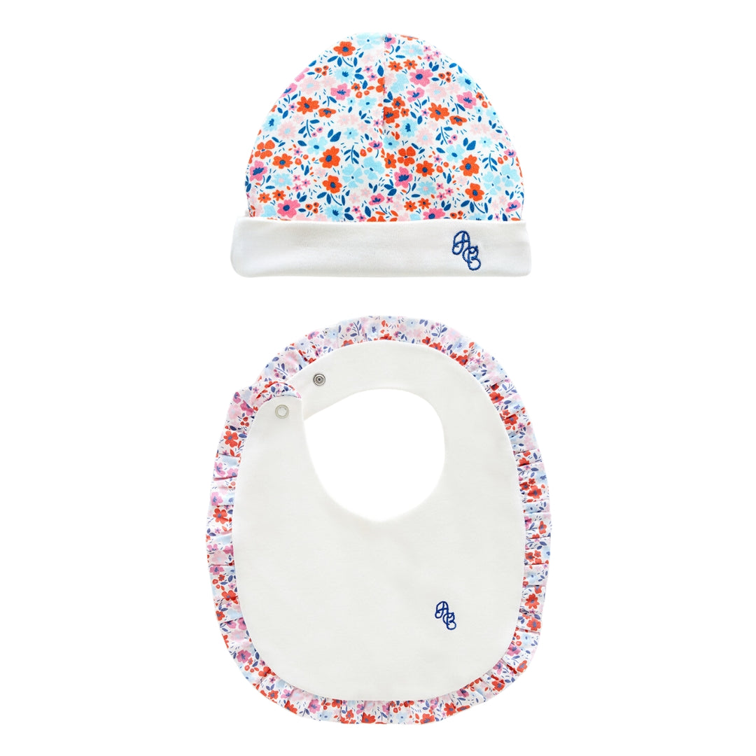 Little Blossom Hat & Bib - Red