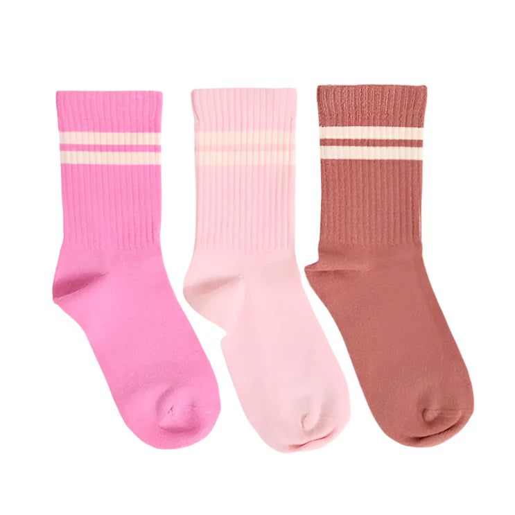 Stripe Crew Socks - Pink Mix