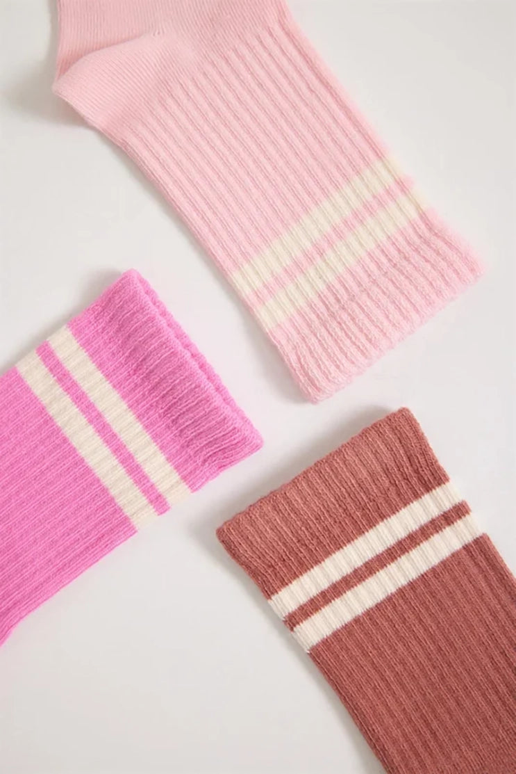 Stripe Crew Socks - Pink Mix