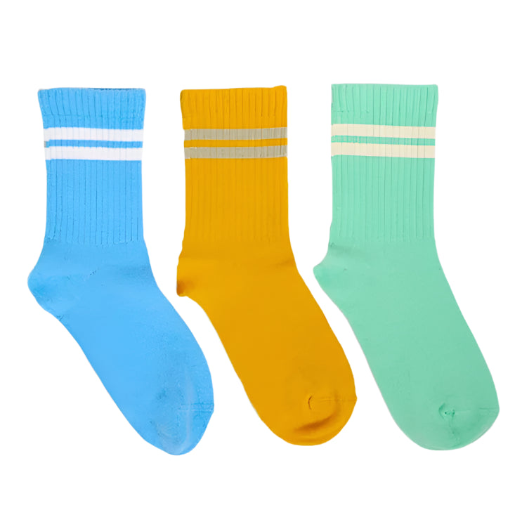 Stripe Crew Socks - Yellow Mix