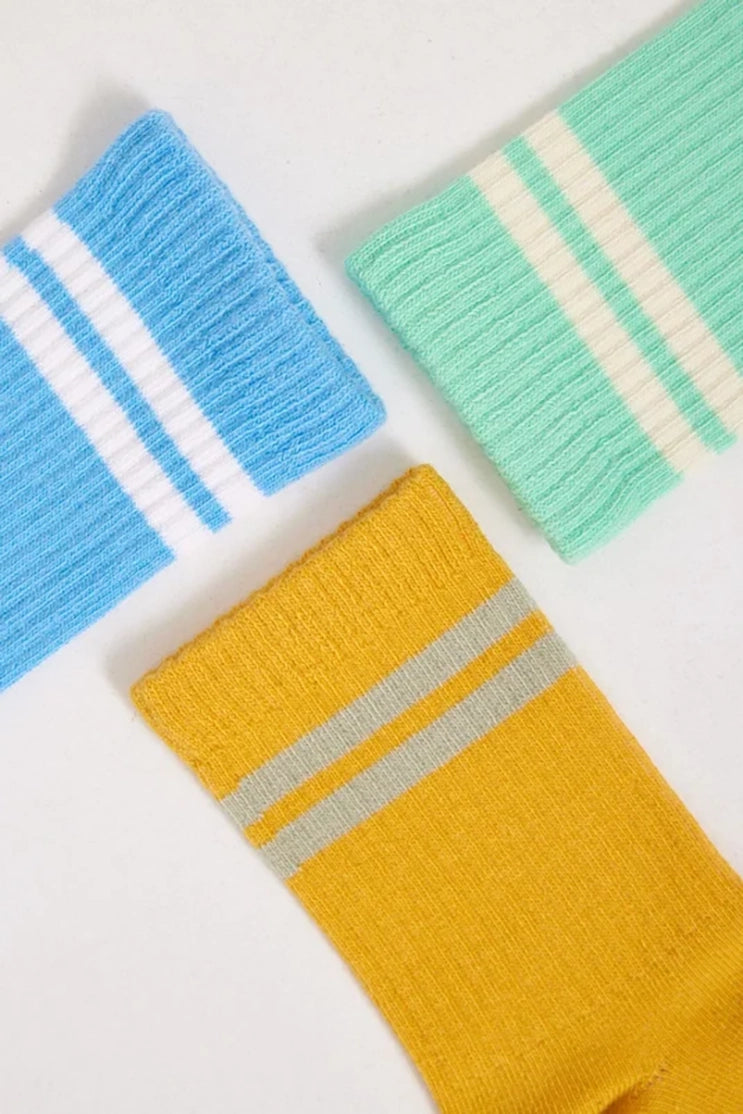 Stripe Crew Socks - Yellow Mix