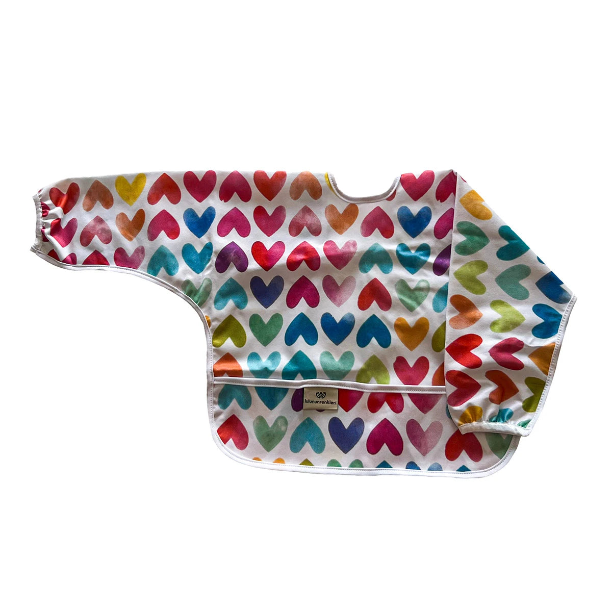 Long-Sleeve Bib - Colored Hearts