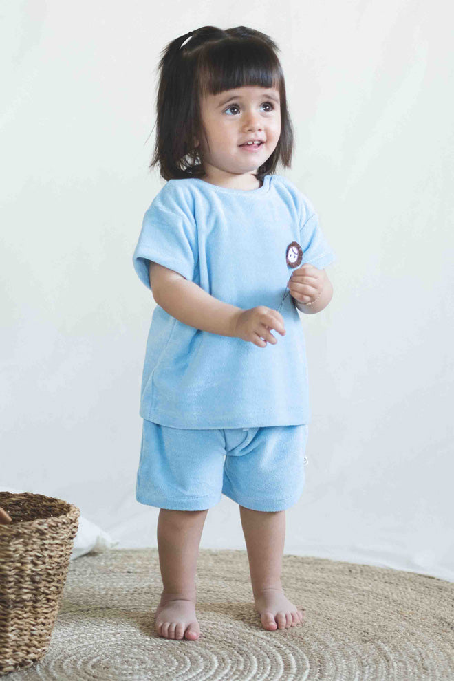 Towel Shorts Set - Blue