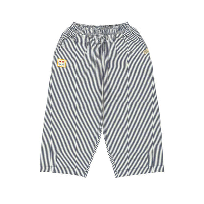 Striped Woven Baggy Pants - Indigo