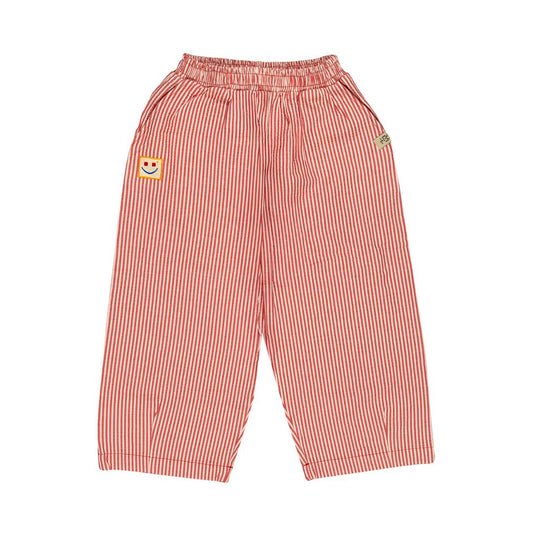 Striped Woven Baggy Pants - Red