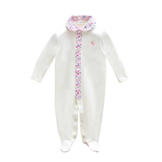 Little Blossom Footed Onesie - Pink