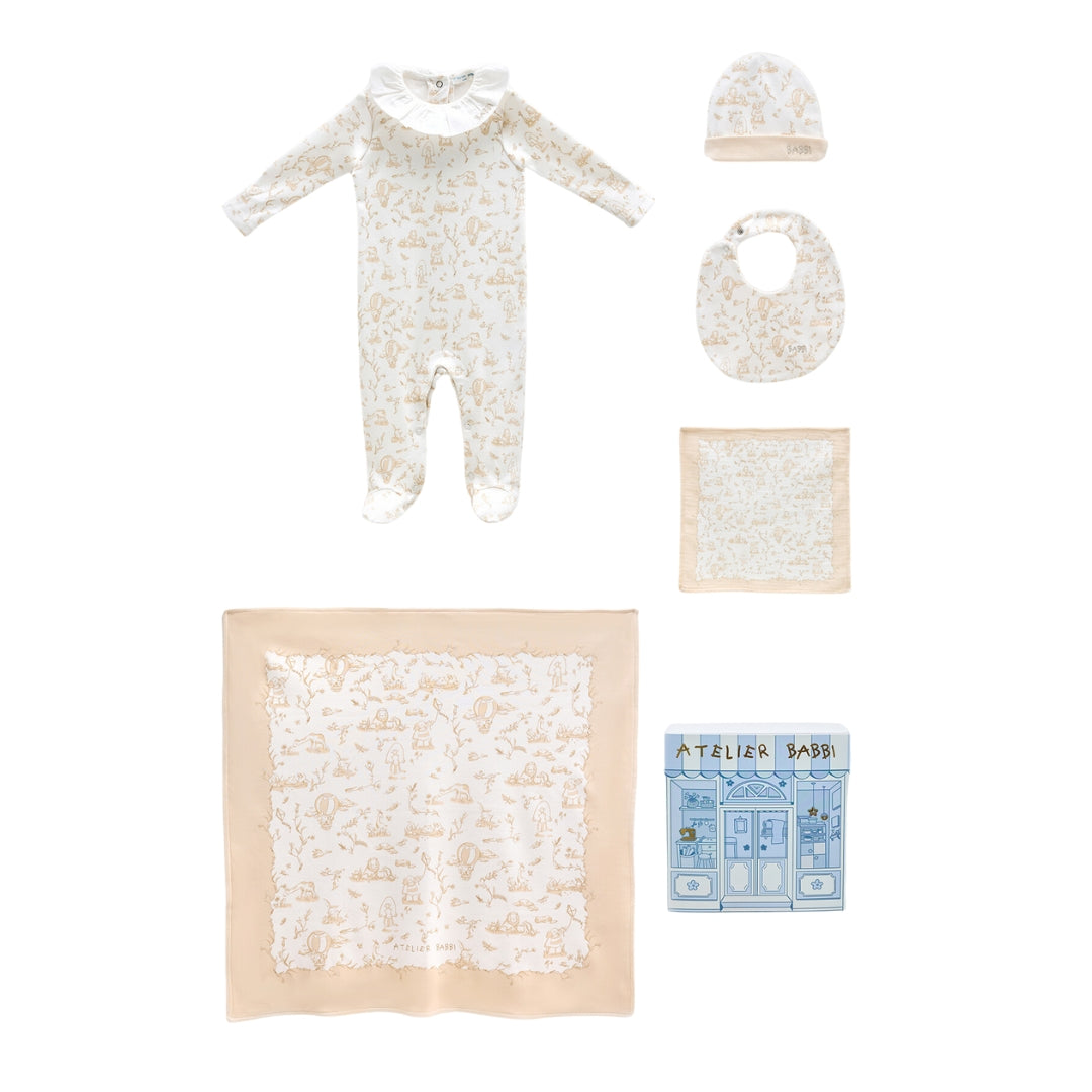 Toile De Jouy Newborn Set - Beige