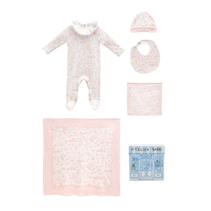Toile De Jouy Newborn Set - Pink