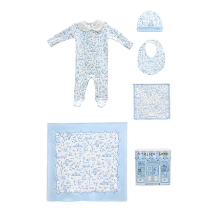 Toile De Jouy Newborn Set - Blue