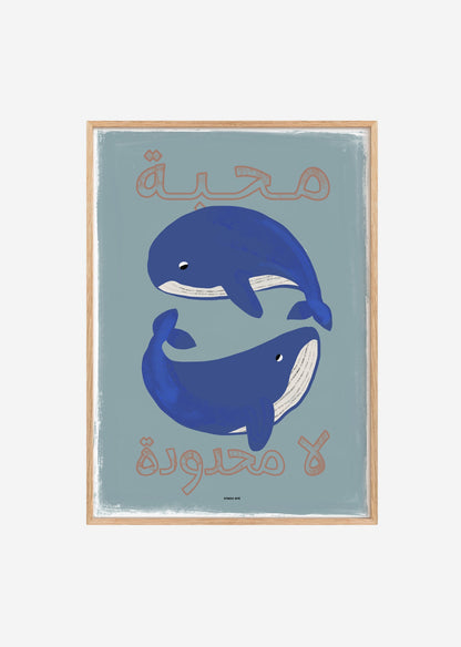 Poster - Arabic Whale (Blue)