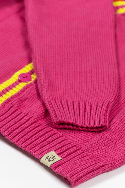 Pink Stripes Knitted Cardigan