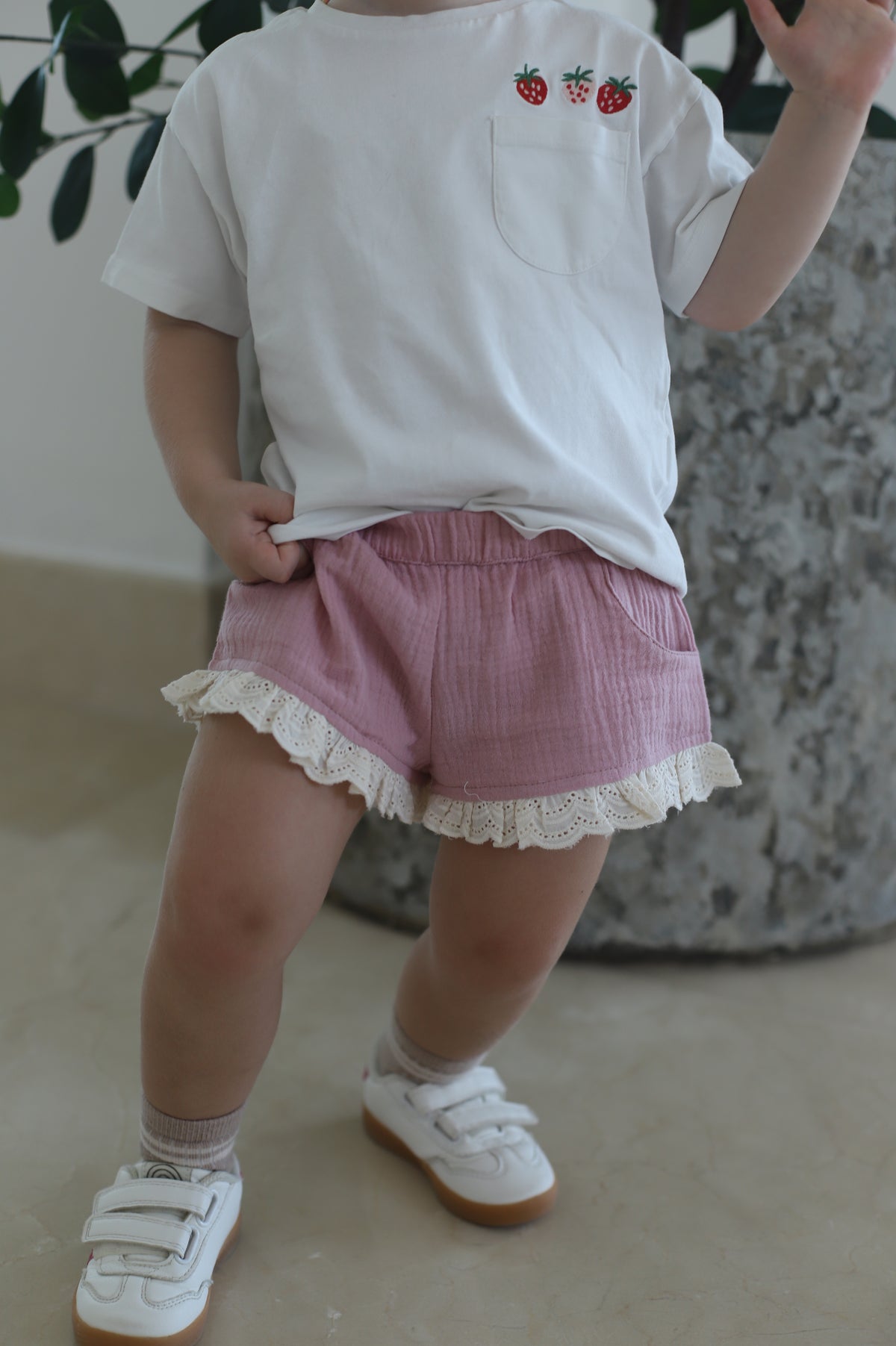 Dusty Pink Lace Shorts -  Gabriella