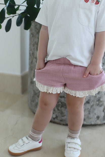 Dusty Pink Lace Shorts -  Gabriella