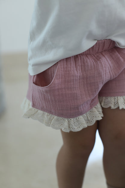 Dusty Pink Lace Shorts -  Gabriella