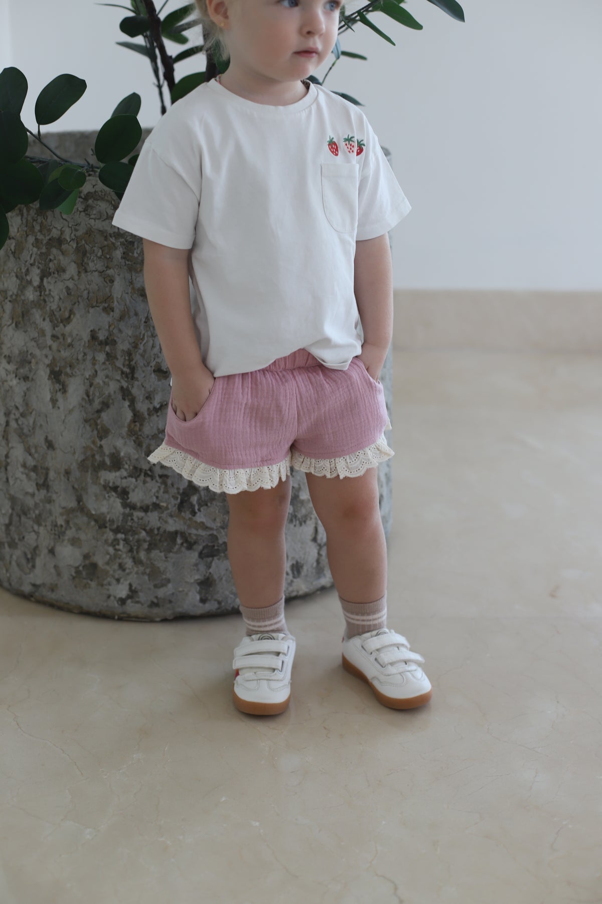 Dusty Pink Lace Shorts -  Gabriella