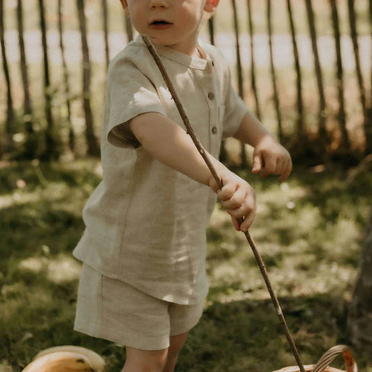 Linen Shorts Set - Oat