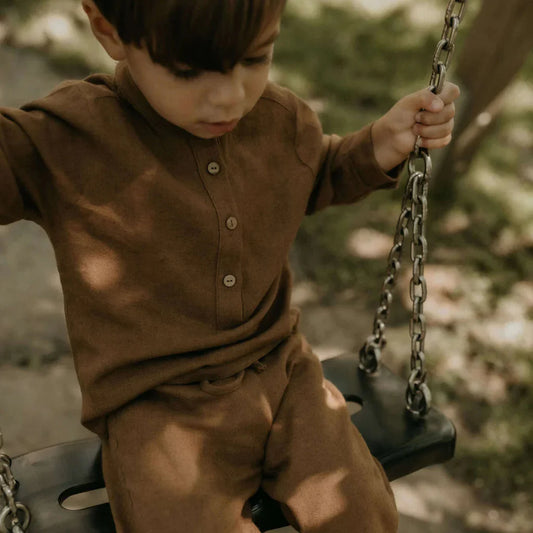 Linen Trousers Set - Chocolate