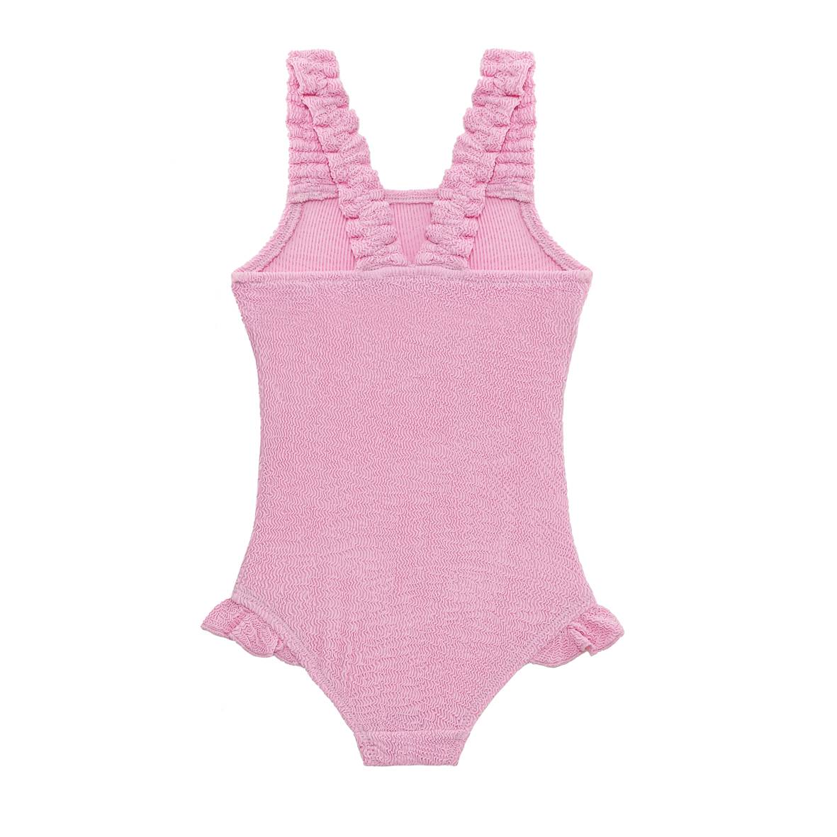 Smocked Crinkle Swimsuit - Pink Frosting