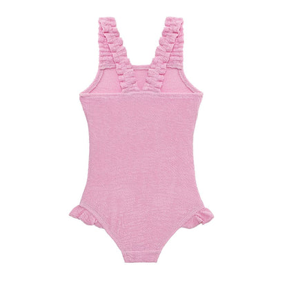 Smocked Crinkle Swimsuit - Pink Frosting