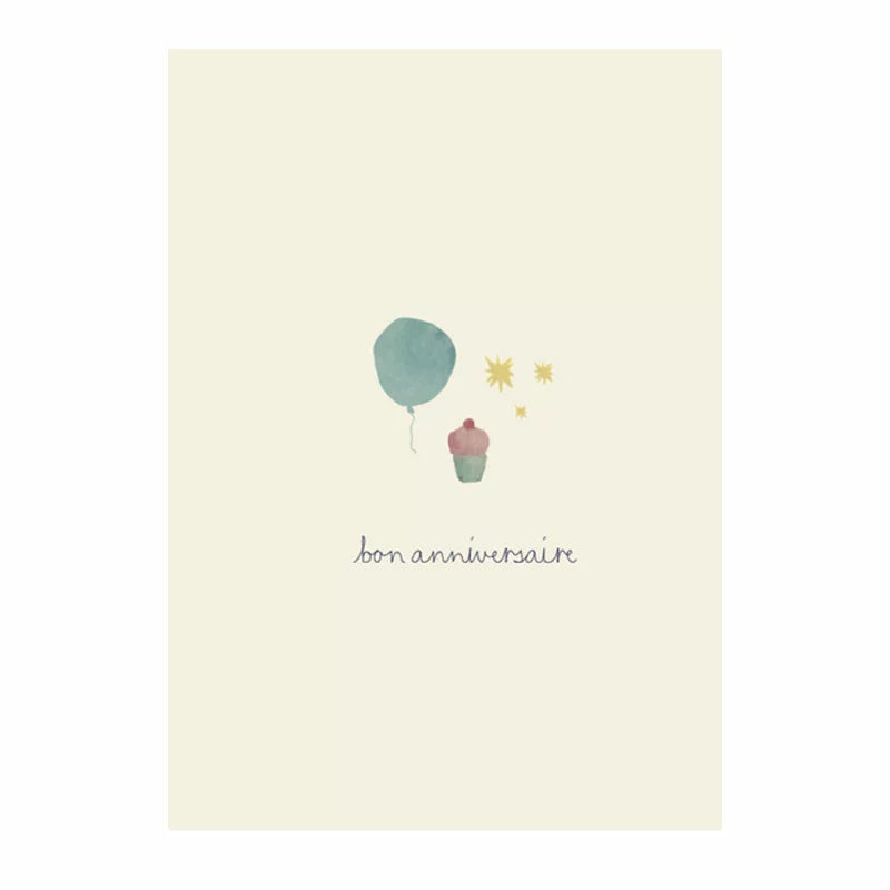 Bon Anniversaire Card - Blue Balloon