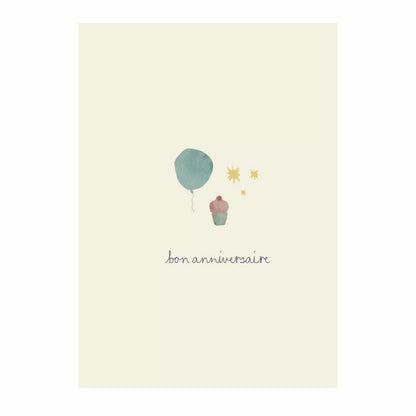Bon Anniversaire Card - Blue Balloon