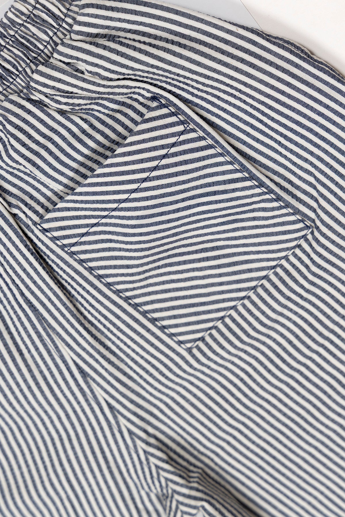 Striped Woven Baggy Pants - Indigo