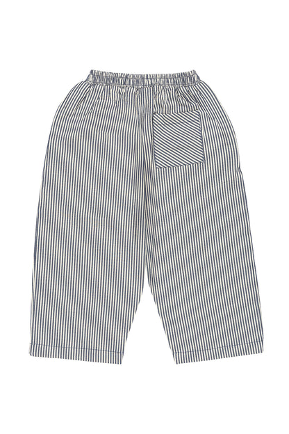 Striped Woven Baggy Pants - Indigo