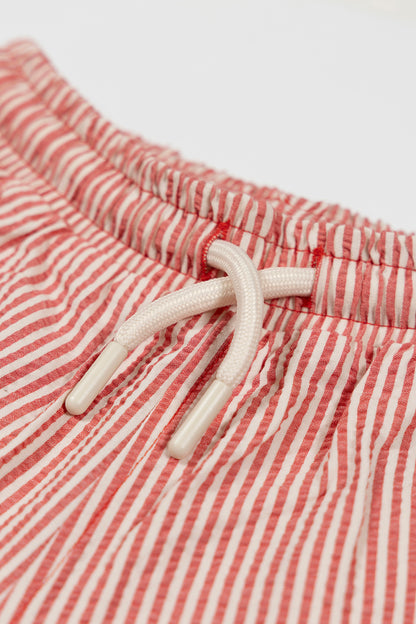 Happy Stripes Woven Shorts - Red