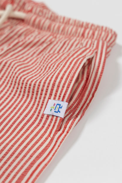 Happy Stripes Woven Shorts - Red