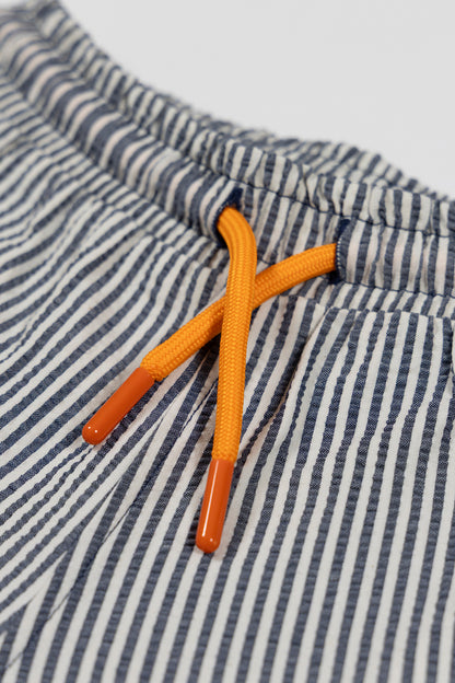 Happy Stripes Woven Shorts - Indigo