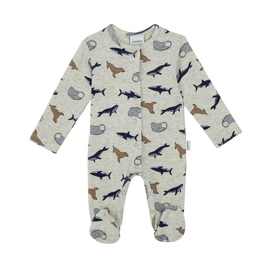 Fish and Fun Print Footed Onesie