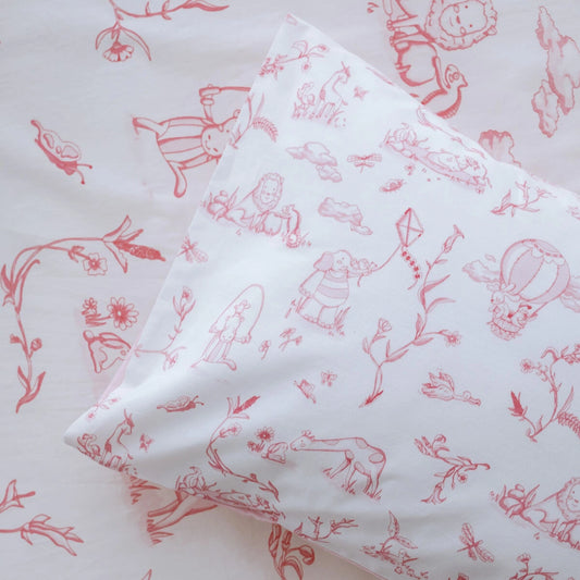 Toile De Jouy Cribsheet Set - Pink