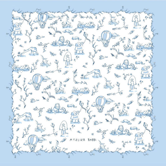 Toile De Jouy Muslin Swaddle - Blue