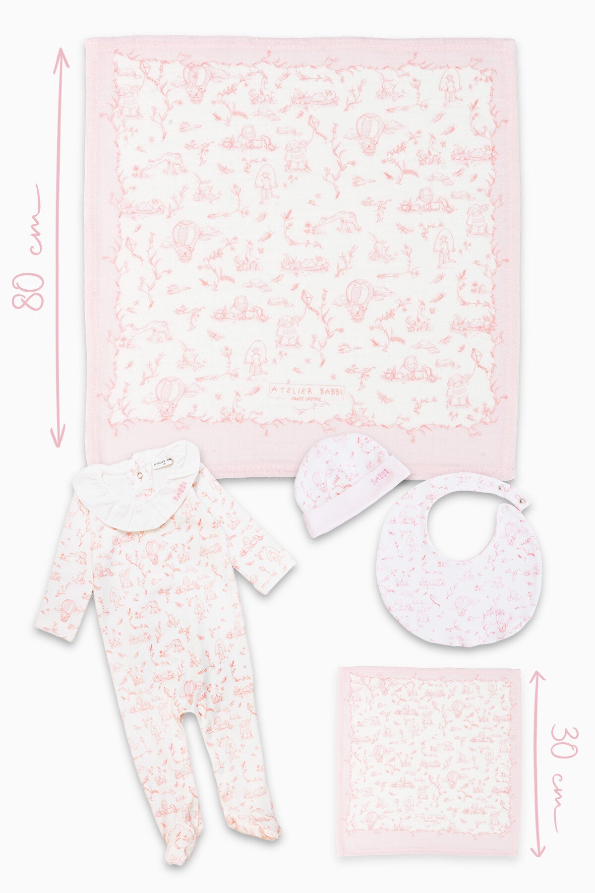 Toile De Jouy Newborn Set - Pink