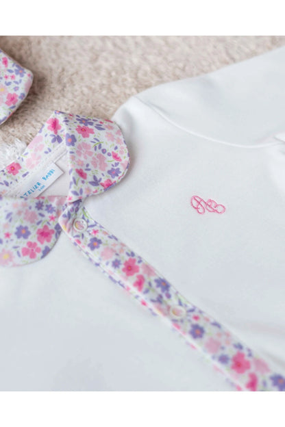 Little Blossom Footed Onesie - Pink